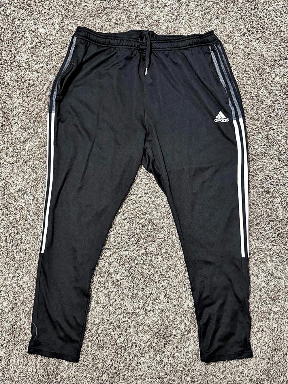 Adidas Men's 3XLT Black White Stripe Athletic Track Pants Pre-Owned